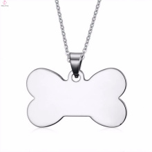 Collar colgante plano del hueso de perro de la plata del acero inoxidable de la venta caliente